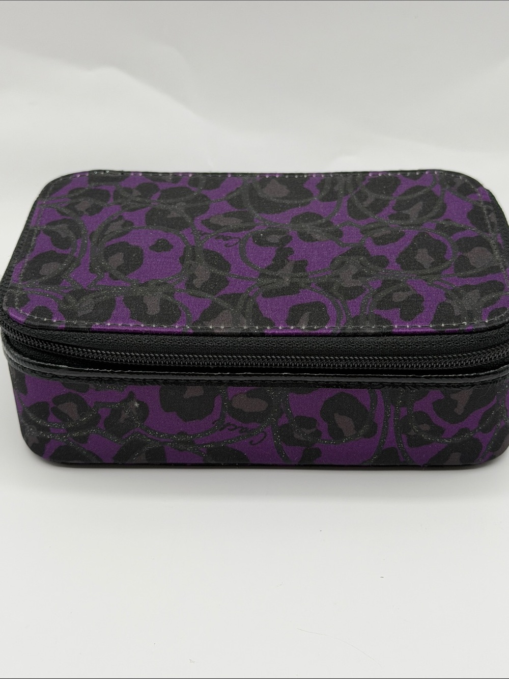 Coach Rare Purple Leopard Print Zip JewelryCase